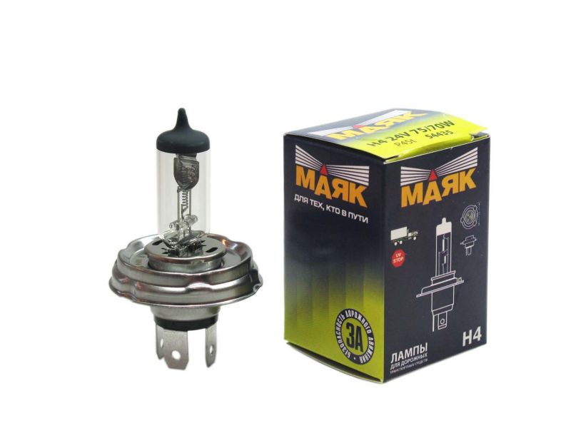 Лампа МАЯК H4 24V 75/70W P45t     (мин.уп.10шт)