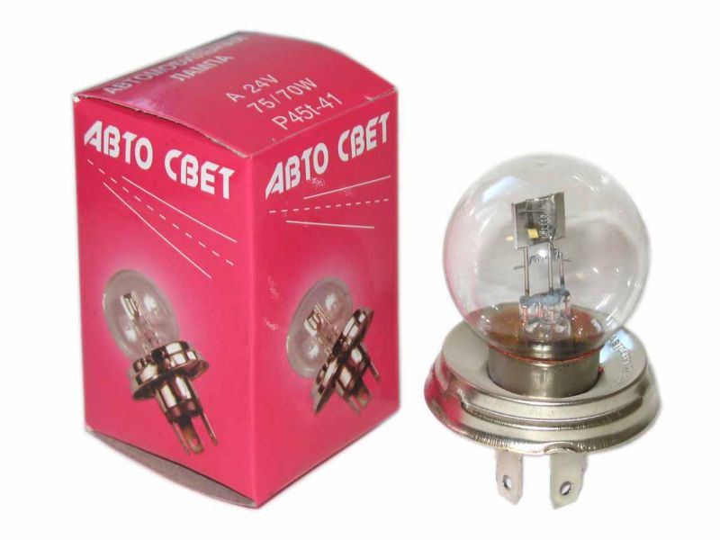 Лампа АВТОСВЕТ А 24-75+70 P45t (фарная) /10