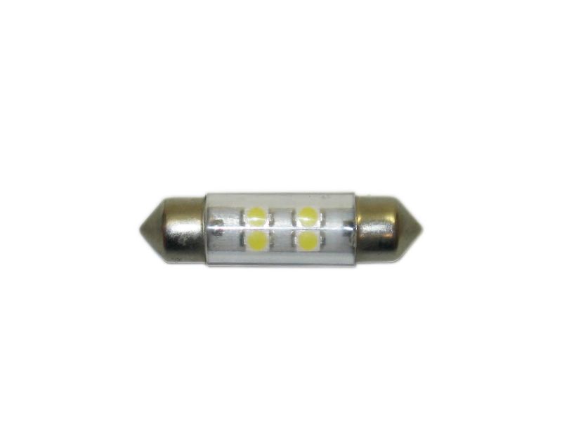 Светодиод 12V T11x36/38 S8,5 4SMD (3,5x2,8) WHITE "Маяк" /10