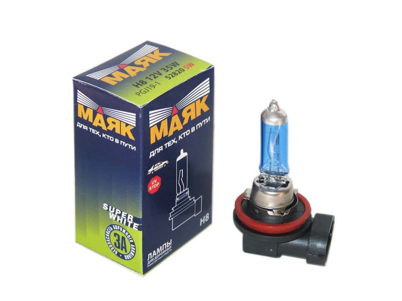 Лампа МАЯК H8 12-35 PGJ19-1 SUР WHITE "Маяк"