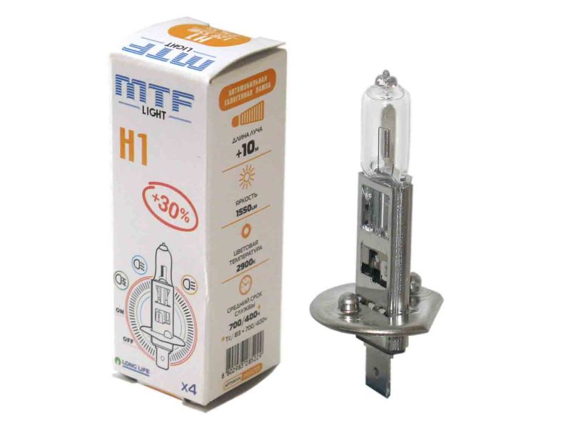 Лампа MTF H1 12V55W Standart+30% 2900K (Корея)