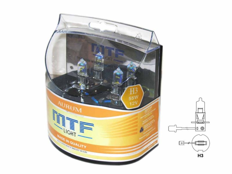 Набор ламп MTF H3 12V55W Aurum 3000K (Корея)