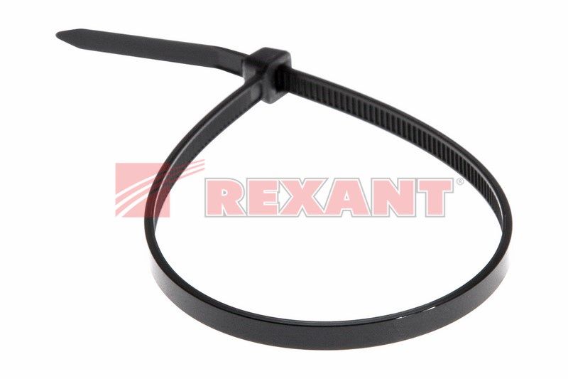 Хомут пластиковый 3,6х300 REXANT черный (в уп.100шт) /1/10/100