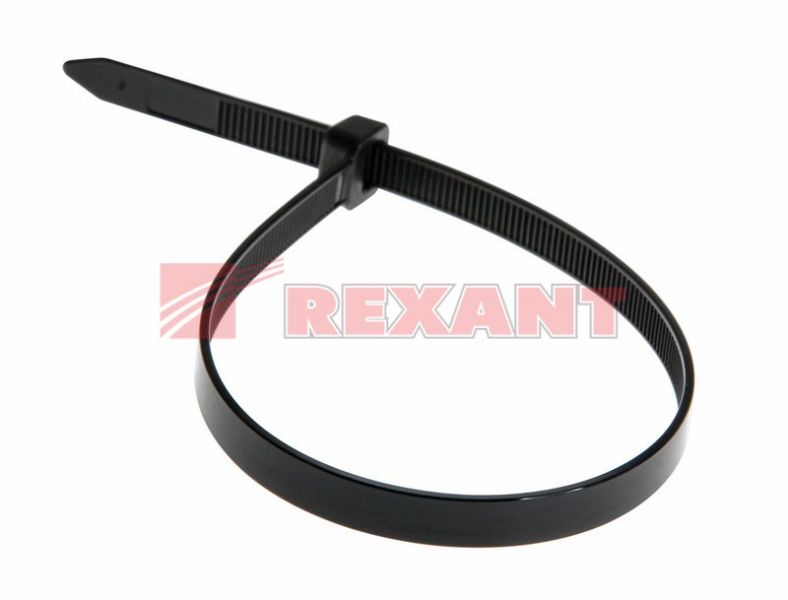 Хомут пластиковый 7.6х400 REXANT черн (в уп.100шт) /1/5/25