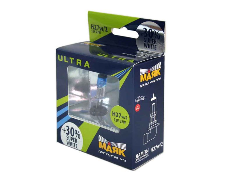 Лампа МАЯК ULTRA H27 12V 27W PGJ13 SUPER WHITE +30%