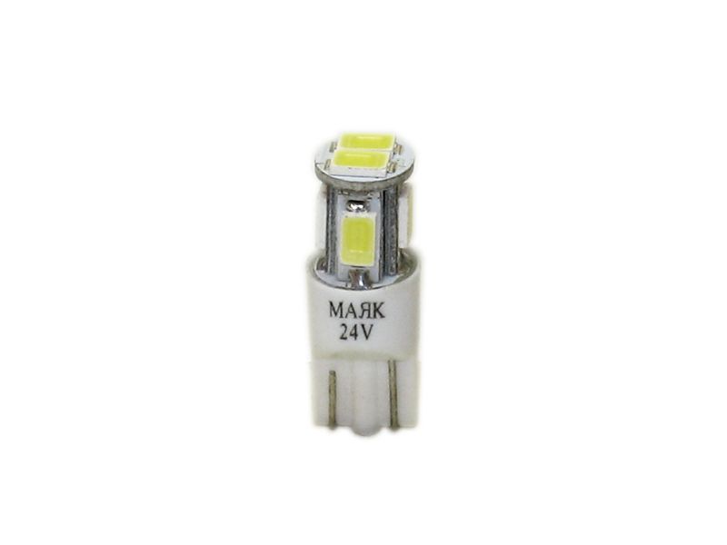 Светодиод 24V T10  6SMD(5630) W2,1x9,5D WHITE"Маяк"10 шт.