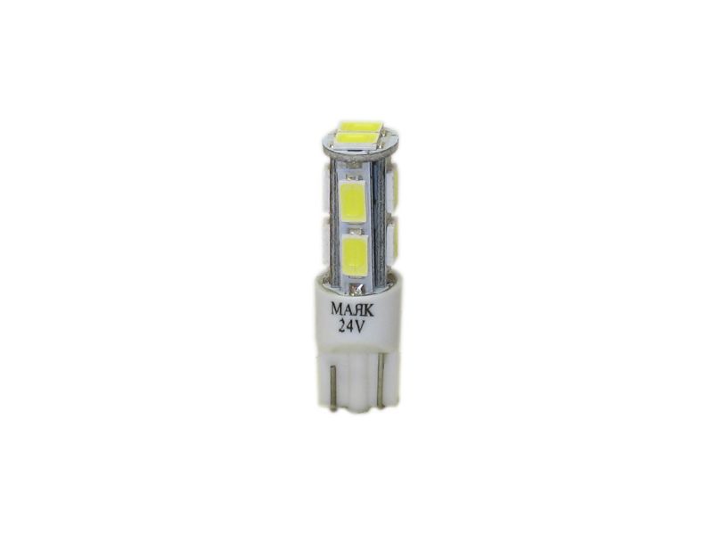 Светодиод 24V T10 10SMD(5630) W2,1x9,5D WHITE"Маяк"/10