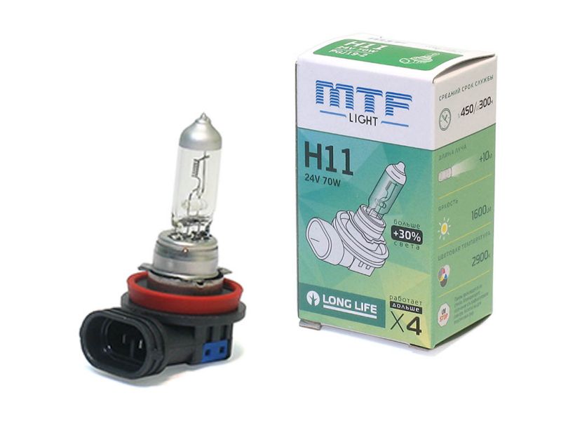 Лампа MTF H11 24V70W Standart+30% 2900K (Корея)