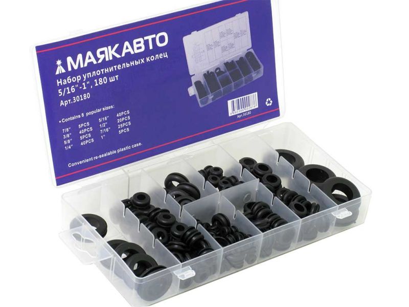 Набор уплотнительных колец 5/16"-1", 180 шт (в кейсе) МАЯКАВТО™ 1/20_