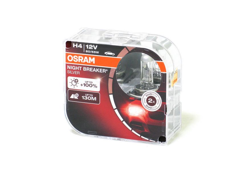 Лампа Osram H4 12V60/55W +100% P43t NIGHT BREAKER SILVER