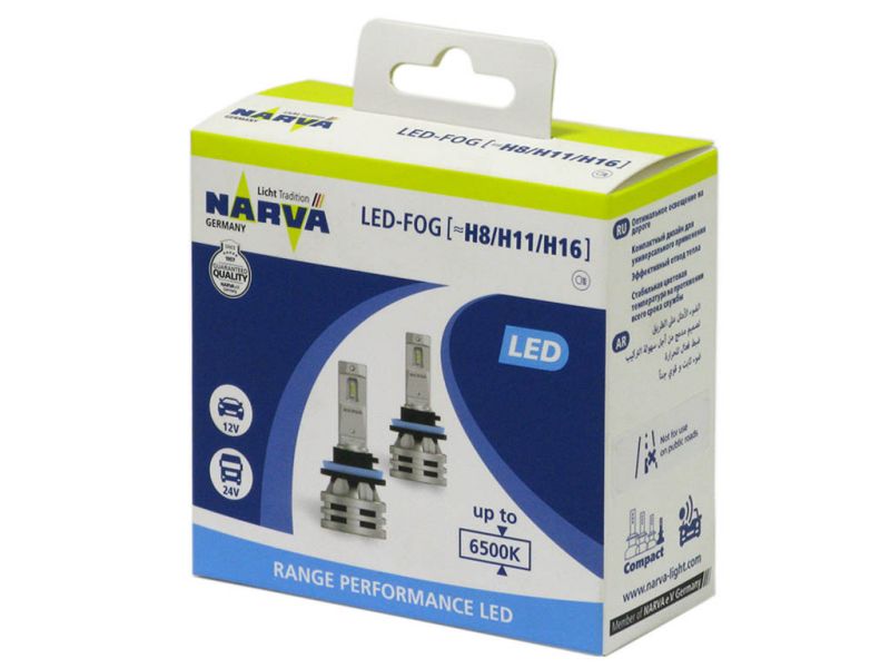 Лампа Narva H11/H8/H16 6500K Range Performance LED