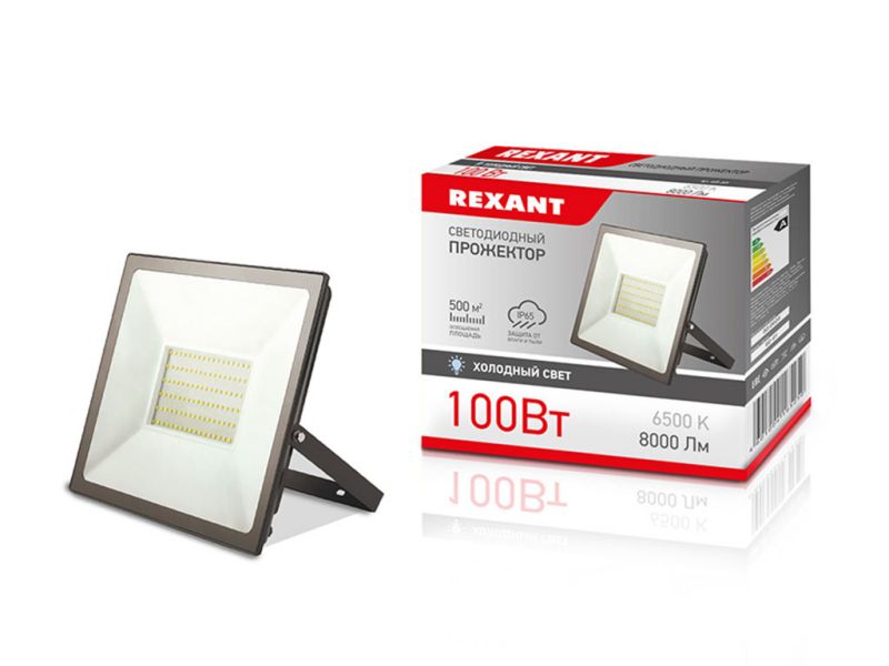 Прожектор светодиодный 100 Вт, 6500К, IP65, REXANT