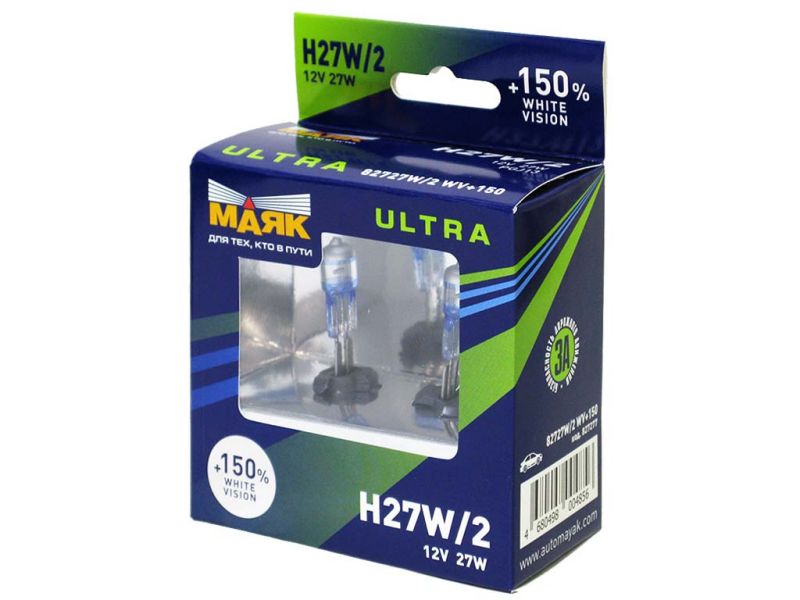 Лампа МАЯК ULTRA H27 12V 27W PGJ13  WHITE VISION+150%