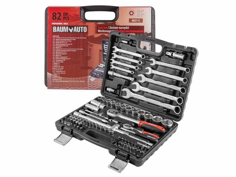 Набор инструментов 82пр. 1/4", 1/2" (6гр.) Baum Auto