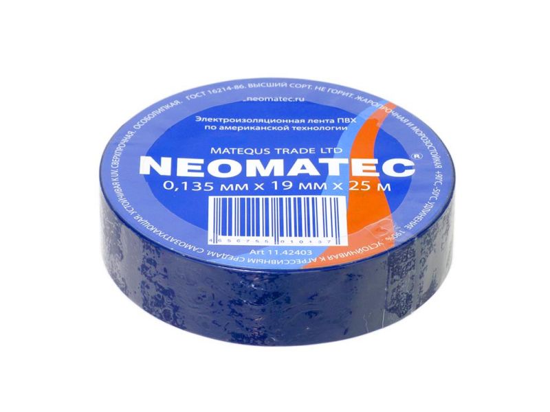 Изолента 19мм*25м "NEOMATEC" Синий /10/200