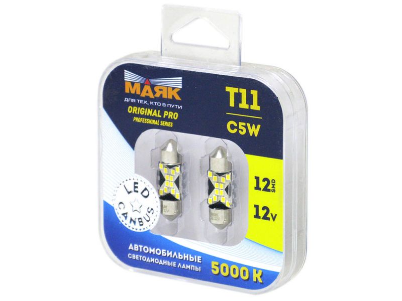 Светодиод 12V T11x31 12SMD(2016) SV8.5 WHITE (2шт.)  12T11/ORP/CAN04/2BL
