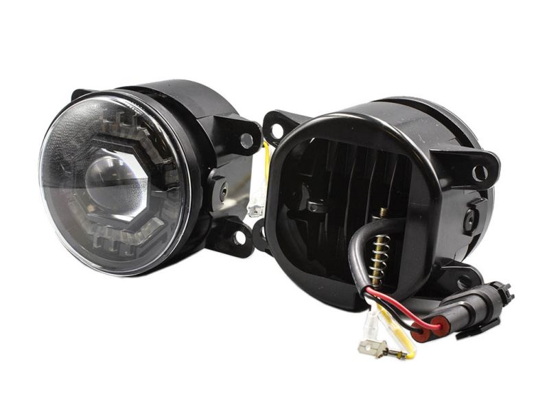Фары светодиод. противотуманные универсальные круглые ДХО + поворотник 12-24V, 18w, 3,5in, 1800lm (2шт.) HL-C243