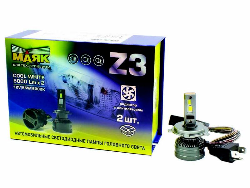 Светодиод 12-60V Z3 H4 6000K 5000Lm МАЯК