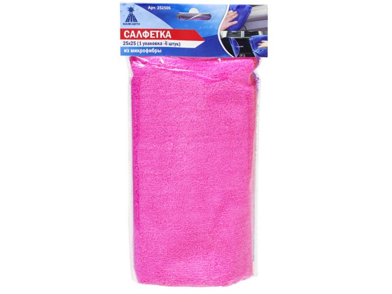 Салфетка Микрофибра 25*25 (1уп.-6шт) МАЯКАВТО™1/40_
