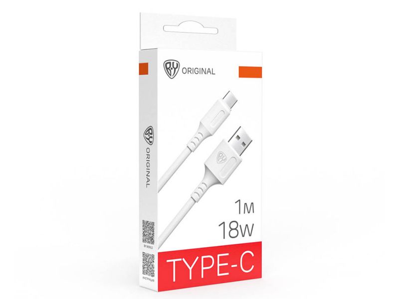Дата-кабель Type C BY Fusion, 18Вт, 1 м, 3A, TPE, белый