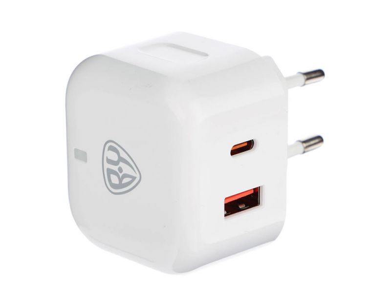 СЗУ 220В, BY Corner 20Вт, USB-C, USB-A, QC,PD,110-240В,50-60Гц, пластик, белый