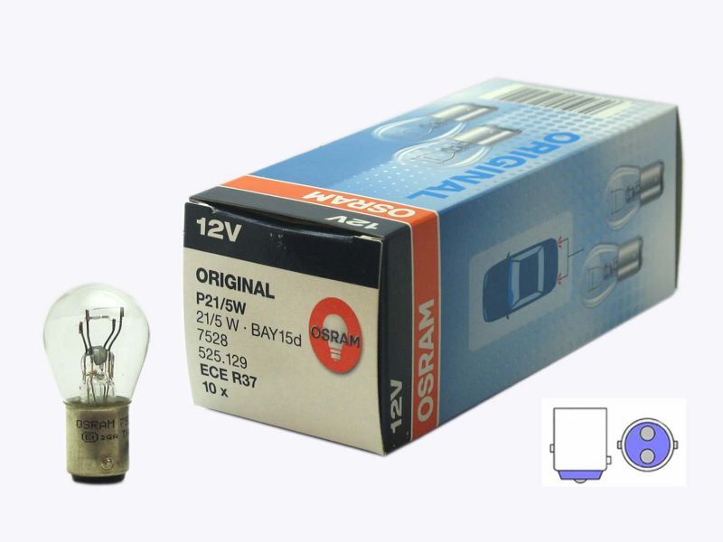 Лампа Osram P12-21/5W BAY 15d 7528 /10