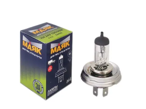 Лампа МАЯК H4 24V100/90W P45t   (мин.уп.10шт) 10/100/400