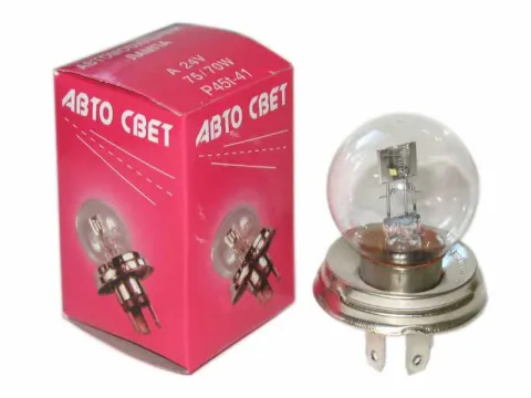 Лампа АВТОСВЕТ А 24-75+70 P45t (фарная) /10