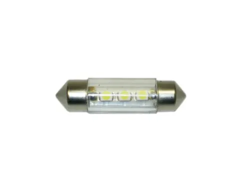 Светодиод 12V T11x36/38 S8,5 3SMD (3,5x2,8) WHITE "Маяк" /10