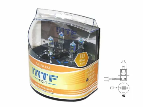 Набор ламп MTF H3 12V55W Aurum 3000K (Корея)