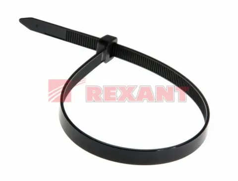 Хомут пластиковый 7.6х400 REXANT черн (в уп.100шт) /1/5/25