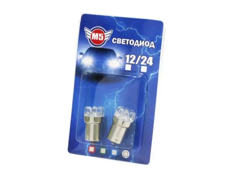 Светодиод 24V Т15 9 LED белый (блистер, 2шт) 1/500_