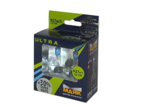 Лампа МАЯК ULTRA H27 12V 27W PG13 SUPER WHITE +30%