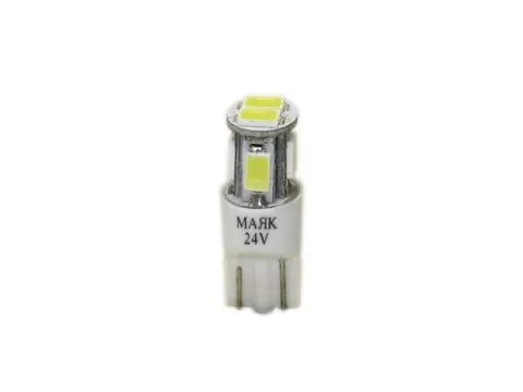 Светодиод 24V T10  6SMD(5630) W2,1x9,5D WHITE"Маяк"10 шт.
