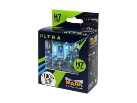Лампа МАЯК ULTRA H7 12V 55W Px26d SUPER LIGHT +100%