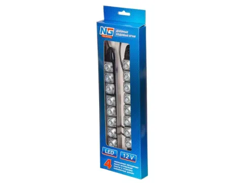 Огни ходовые 8 LED, 12V, гибкие, пласт. корп., 220мм, белый