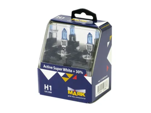 Лампа МАЯК Active H1 12V 55W P14,5s Super White +30% /1/6/60