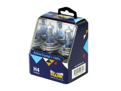 Лампа МАЯК Active H4 12V 60/55W P43t Crystal +130% /1/6/60