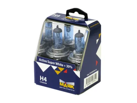 Лампа МАЯК Active H4 12V 60/55W P43t Super White +30% /1/6/60