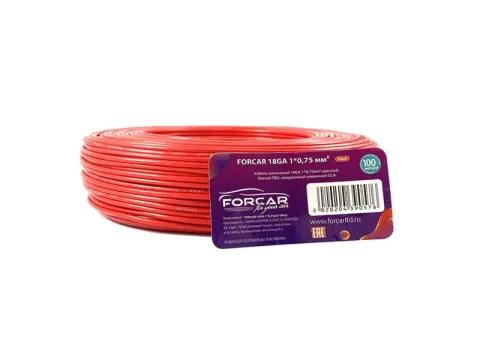 Провод  одинарный (0,75) FORCAR красный (100м) 1/10