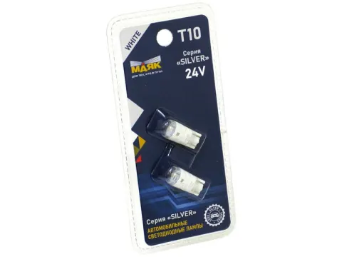 Светодиод 24V T10 1SMD(2835) W2.1x9.5d WHITE SILVER SL19