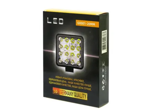 Фара светодиод. дополнит. 16SMD 48W 12-24V 10,5*10,5см, направленный свет (SPOT) G001-20мм
