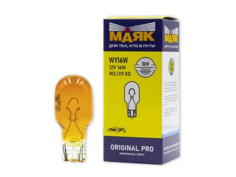 Лампа МАЯК ORIGINAL PRO АБЦ 12V 16W 2,1х9,5d ORANGE на японские/10