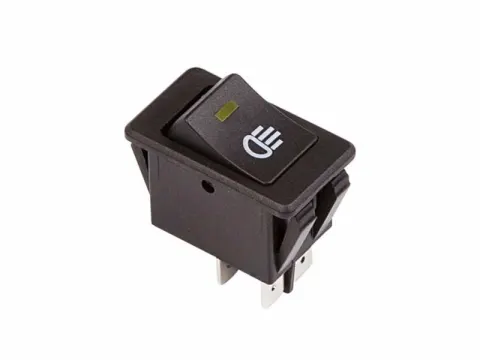 Выключатель клавишный 12V 35А (4с) ON-OFF  с желтой LED подсветкой  (ASW-17D)  REXANT