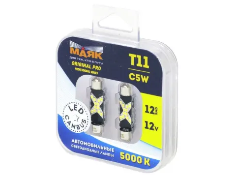 Светодиод 12V T11x41 12SMD(2016) SV8.5 WHITE (2шт.)  12T11/ORP/CAN07/2BL
