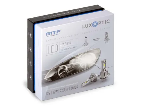 Светодиодные лампы MTF Light серия LUXOPTIC H7/H18, 12W, 22W, 2200LM, 6000K, к-кт.