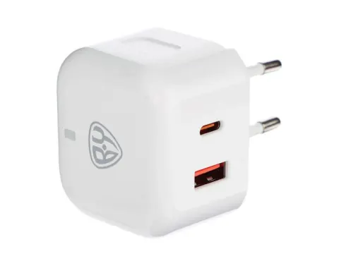 СЗУ 220В, BY Corner 20Вт, USB-C, USB-A, QC,PD,110-240В,50-60Гц, пластик, белый