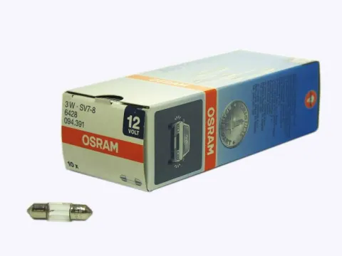 Лампа Osram C12V 3W SV7/8 28мм/10